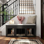 Niche Chic pour Animaux : Cage de Luxe en Bois pour Chien & Banc Designer pour la Maison - 47.2