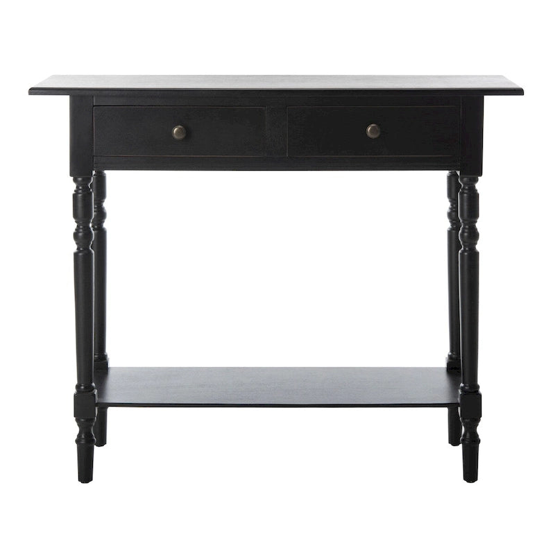 Console 2 tiroirs grise avec étagère inférieure - 37,8 x 13 x 31,9