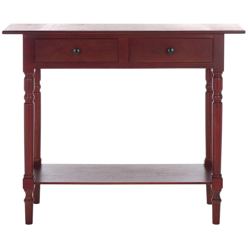 Console 2 tiroirs grise avec étagère inférieure - 37,8 x 13 x 31,9