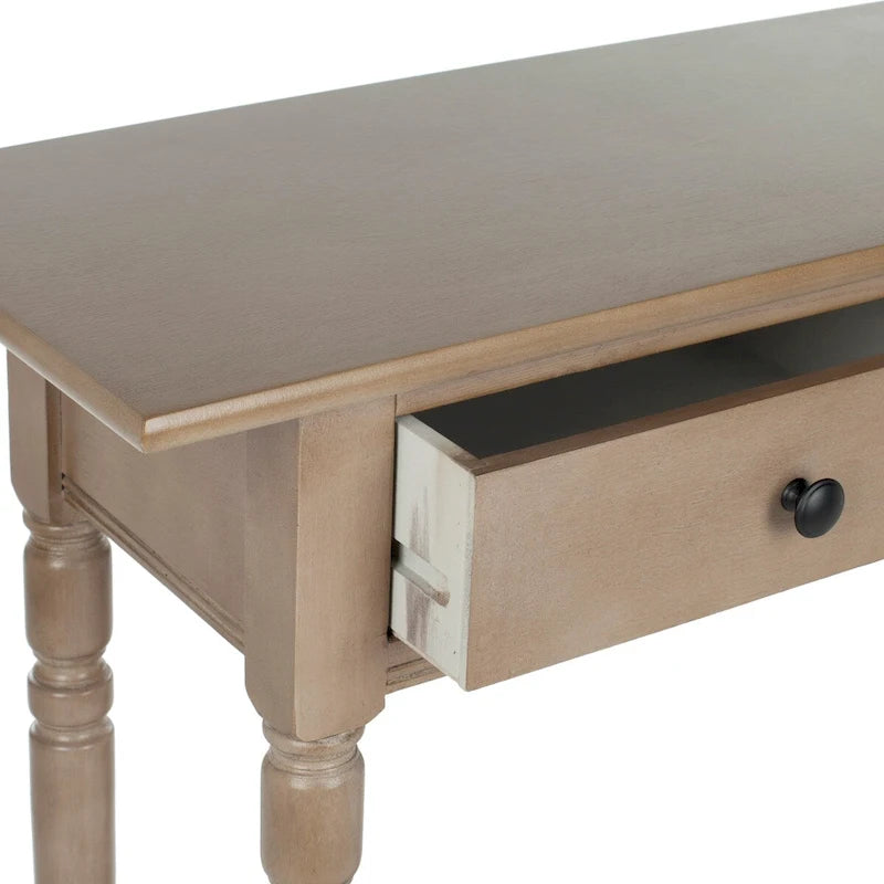 Console 2 tiroirs grise avec étagère inférieure - 37,8 x 13 x 31,9
