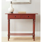 Console 2 tiroirs grise avec étagère inférieure - 37,8 x 13 x 31,9