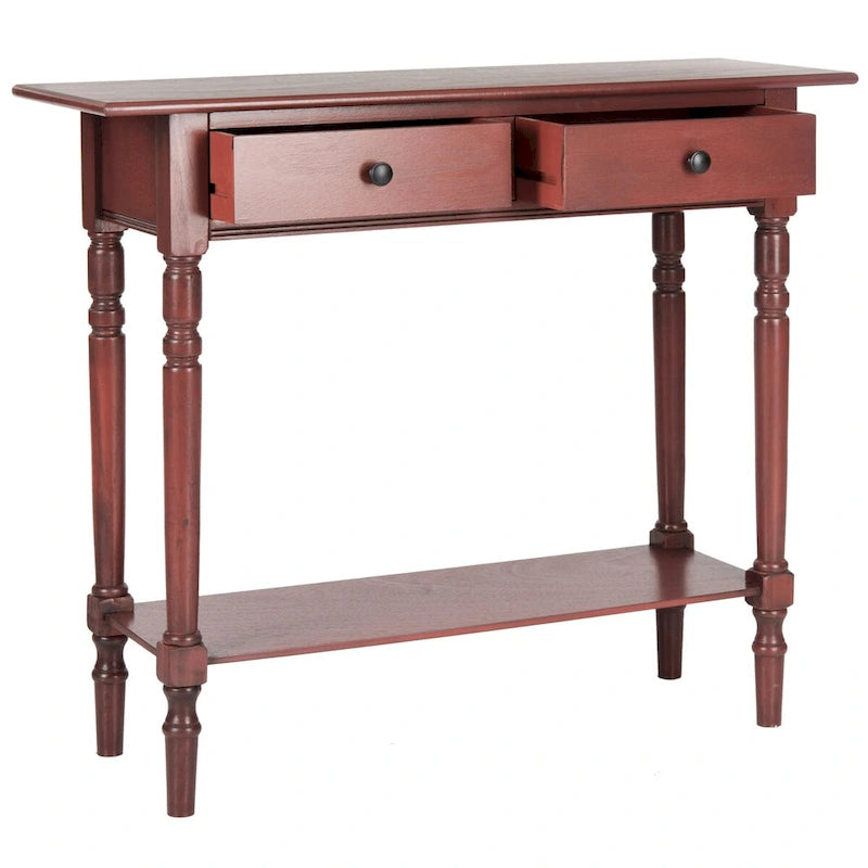 Console 2 tiroirs grise avec étagère inférieure - 37,8 x 13 x 31,9