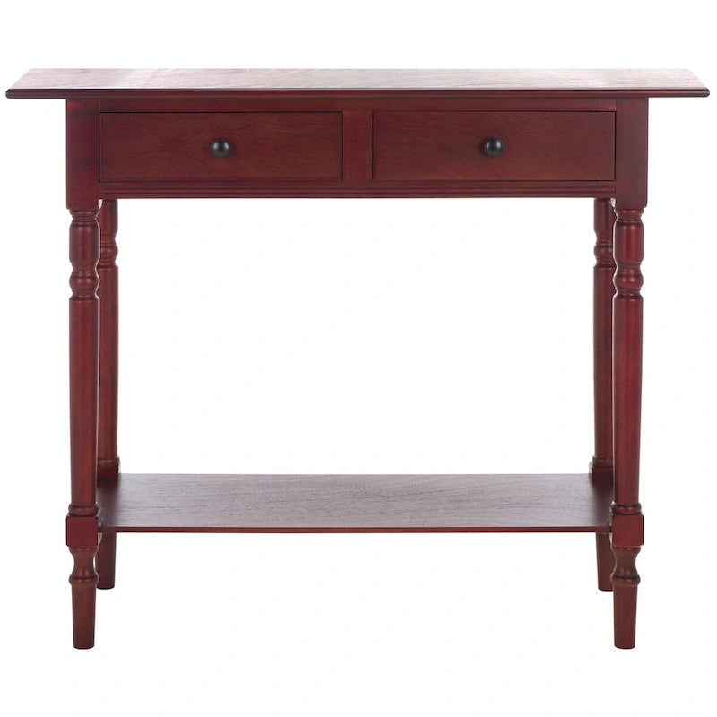 Console 2 tiroirs grise avec étagère inférieure - 37,8 x 13 x 31,9
