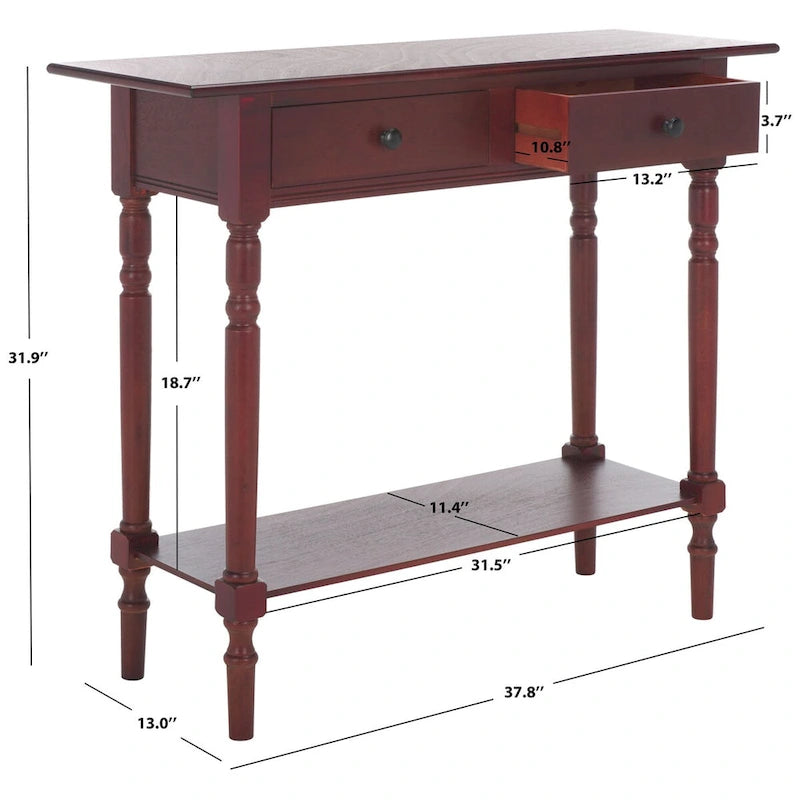 Console 2 tiroirs grise avec étagère inférieure - 37,8 x 13 x 31,9