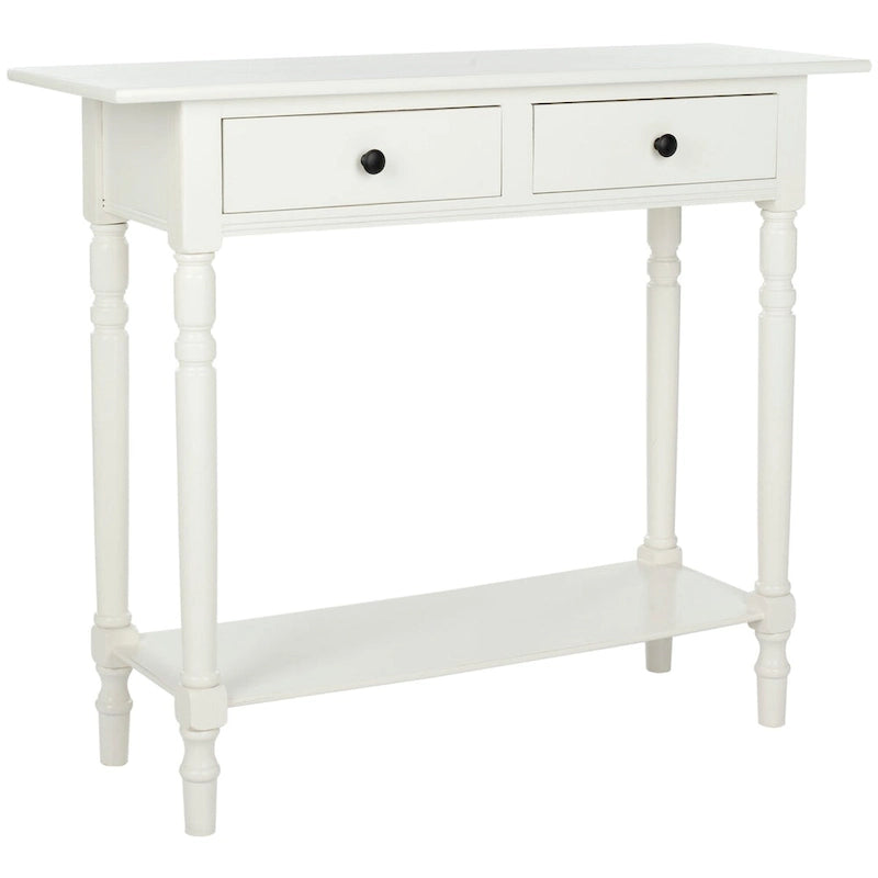 Console 2 tiroirs grise avec étagère inférieure - 37,8 x 13 x 31,9