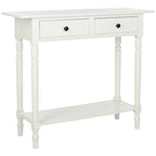 Console 2 tiroirs grise avec étagère inférieure - 37,8 x 13 x 31,9