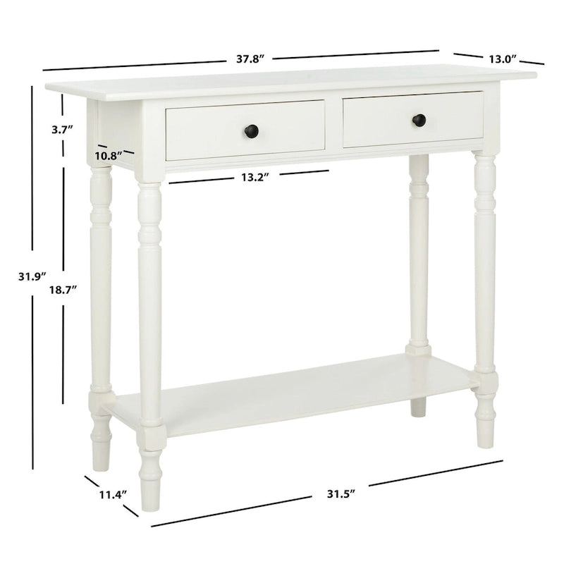 Console 2 tiroirs grise avec étagère inférieure - 37,8 x 13 x 31,9