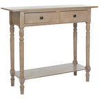 Console 2 tiroirs grise avec étagère inférieure - 37,8 x 13 x 31,9