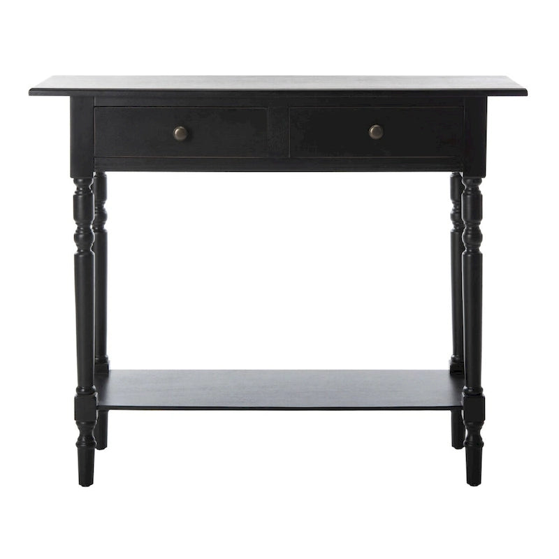 Console 2 tiroirs grise avec étagère inférieure - 37,8 x 13 x 31,9
