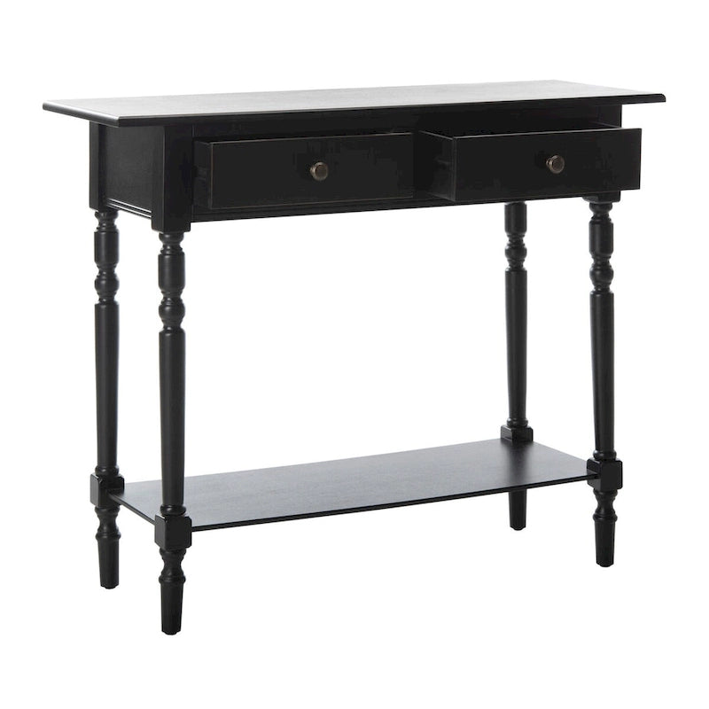 Console 2 tiroirs grise avec étagère inférieure - 37,8 x 13 x 31,9