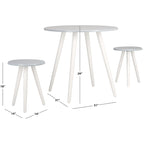 Table à manger ronde avec 2 tabourets – Style ferme moderne, 31L x 31P x 29H