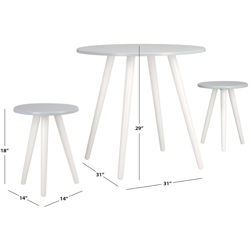 Table à manger ronde avec 2 tabourets – Style ferme moderne, 31L x 31P x 29H