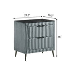 Lit à panneaux rembourré en velours côtelé à larges côtes avec tables de chevet et banc - Bleu