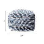 Pouf ottoman artisanal en denim texturé - Accent bohème douillet pour la maison