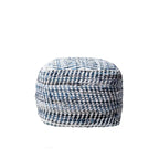 Pouf ottoman artisanal en denim texturé - Accent bohème douillet pour la maison
