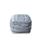 Pouf ottoman artisanal en denim texturé - Accent bohème douillet pour la maison