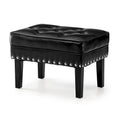 Repose-pieds ottoman capitonné en cuir synthétique de style Mid-Century avec garniture cloutée de 22 pouces