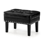 Repose-pieds ottoman capitonné en cuir synthétique de style Mid-Century avec garniture cloutée de 22 pouces