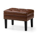Repose-pieds ottoman capitonné en cuir synthétique de style Mid-Century avec garniture cloutée de 22 pouces