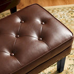 Repose-pieds ottoman capitonné en cuir synthétique de style Mid-Century avec garniture cloutée de 22 pouces
