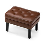 Repose-pieds ottoman capitonné en cuir synthétique de style Mid-Century avec garniture cloutée de 22 pouces