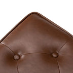 Repose-pieds ottoman capitonné en cuir synthétique de style Mid-Century avec garniture cloutée de 22 pouces