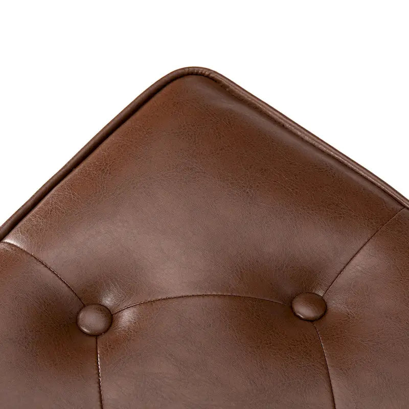 Repose-pieds ottoman capitonné en cuir synthétique de style Mid-Century avec garniture cloutée de 22 pouces