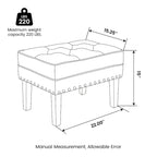 Repose-pieds ottoman capitonné en cuir synthétique de style Mid-Century avec garniture cloutée de 22 pouces