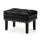 Repose-pieds ottoman capitonné en cuir synthétique de style Mid-Century avec garniture cloutée de 22 pouces