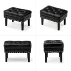 Repose-pieds ottoman capitonné en cuir synthétique de style Mid-Century avec garniture cloutée de 22 pouces