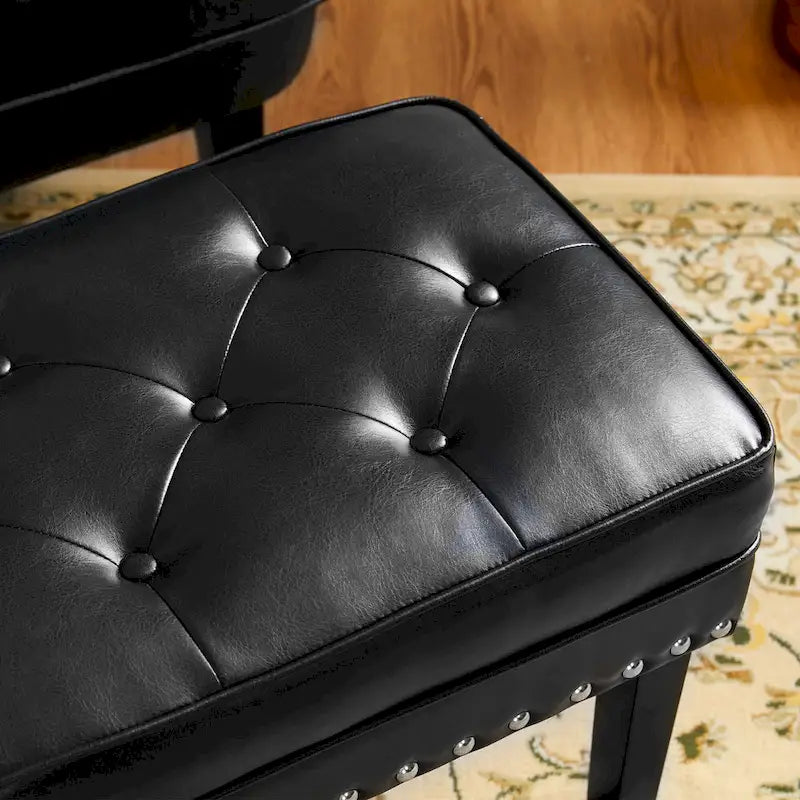 Repose-pieds ottoman capitonné en cuir synthétique de style Mid-Century avec garniture cloutée de 22 pouces