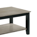 Table basse rectangulaire moderne de 47 pouces, étagère unique, grain de bois, gris